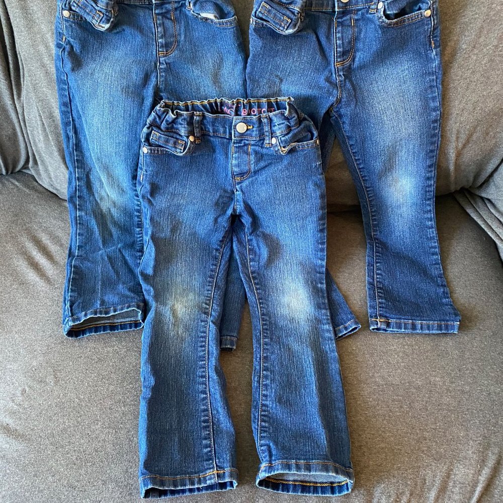 3 pairs - The Children's Place Toddler Girls Bootcut Jeans 4T - Stretch